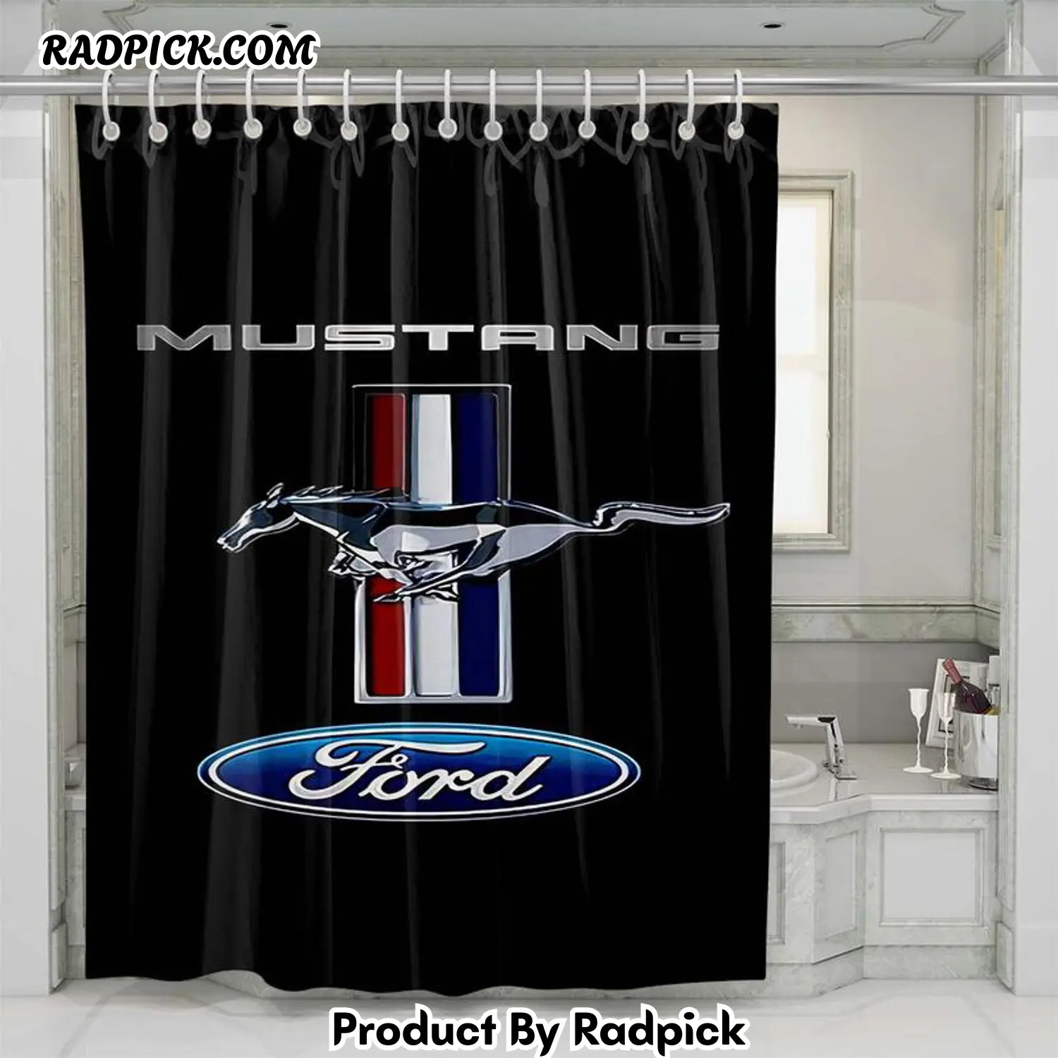 Ford mustang logo 1 shower curtain set bathroom set for bathroom decor best gift for friends rp387889